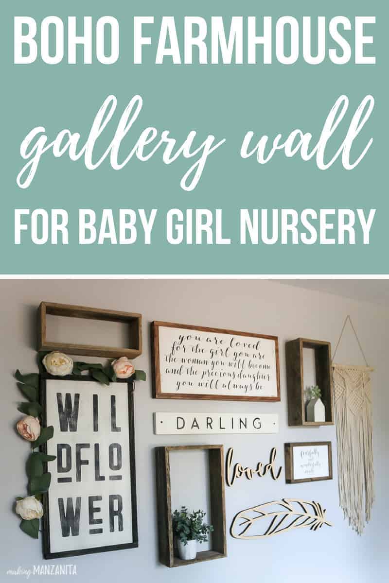 How to create a boho farmhouse gallery wall that's perfect for a baby girl nursery