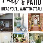 Collage of front porches decorated for fall with text overlay that says fall porch and patio ideas you'll want to steal!