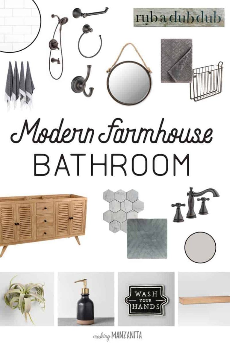 18+ Modern Farmhouse Bathroom Ideas (+ Mood Board)