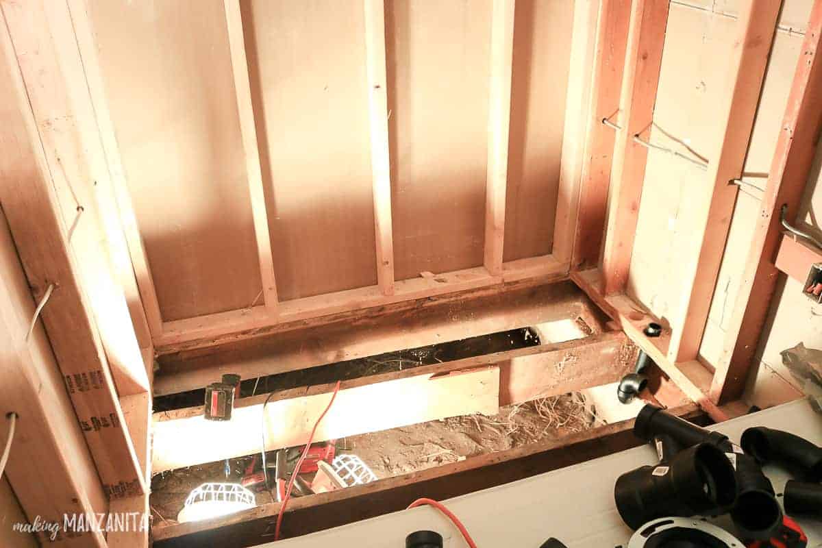 Removed subfloor to rough in plumbing