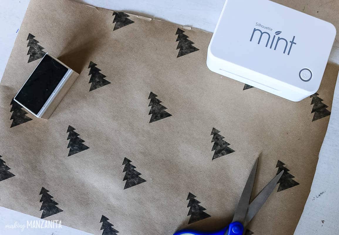 I used the Silhouette Mint to make custom festive stamps to decorate my DIY wrapping paper.