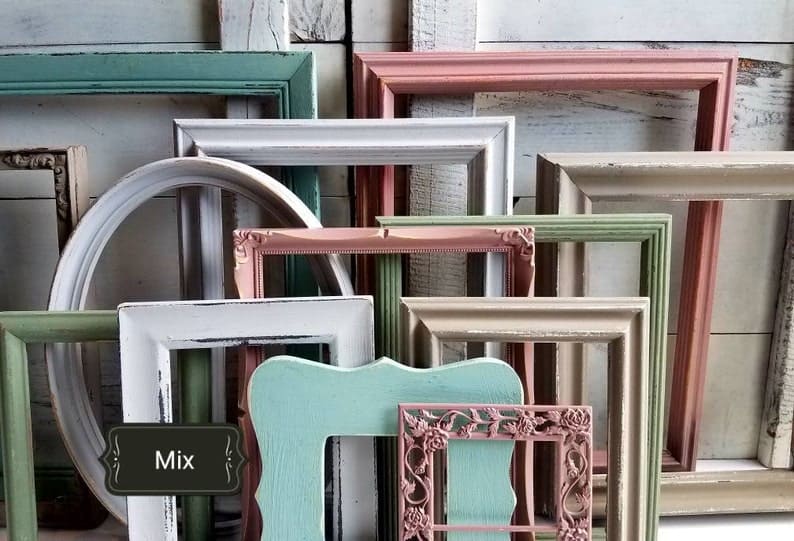 These colorful coastal style set of rustic frames is perfect for creating your own custom gallery wall to go above your bed