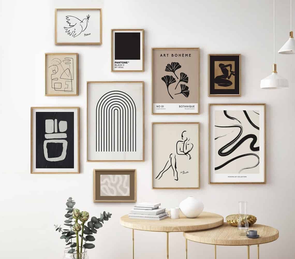 Looking for ideas for decor over the best, try something like this modern gallery wall set of 10 boho prints