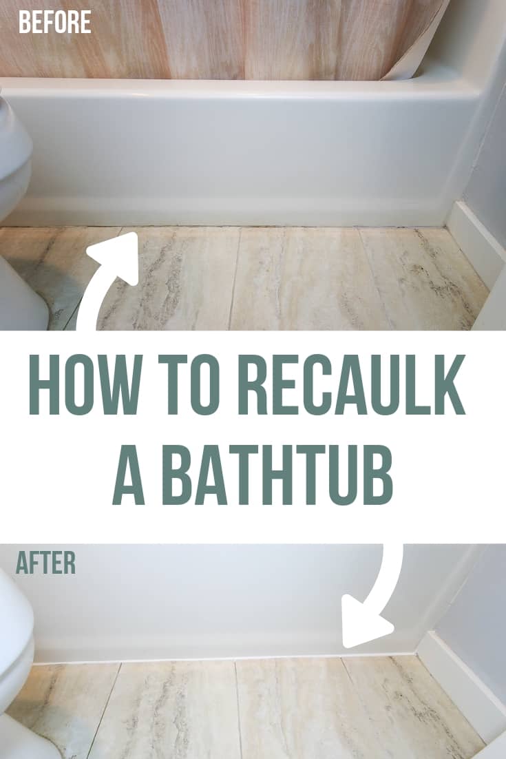 How to recaulk a bathtub: before and after images of a recaulked bathtub