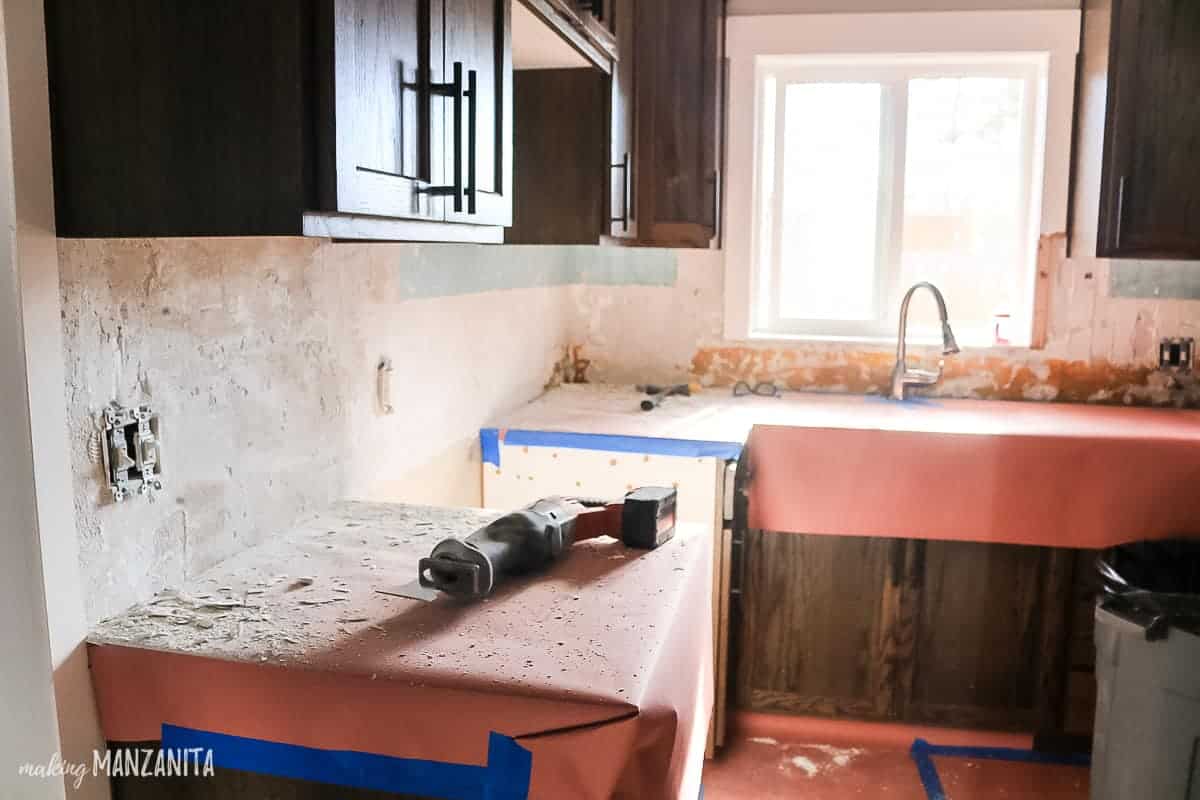 Tile Removal Kitchen Backsplash Part 1 Making Manzanita