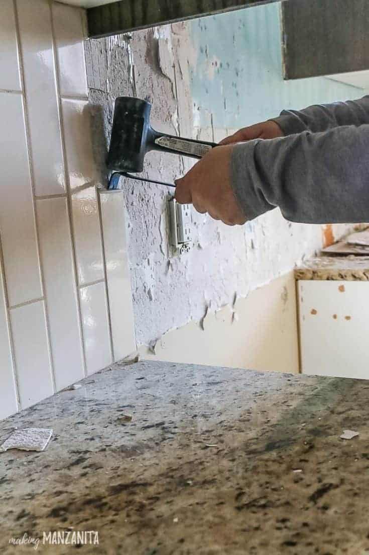 Tile Removal Kitchen Backsplash Part 1 Making Manzanita