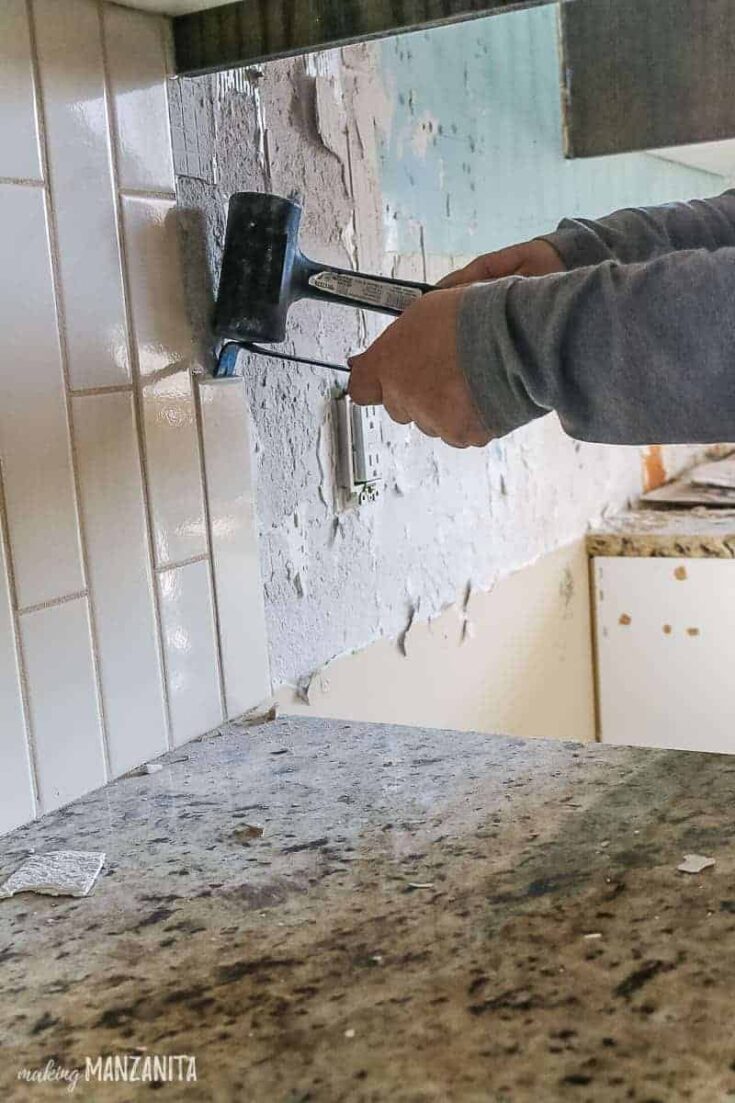 Tile Removal Kitchen Backsplash Part 1 Making Manzanita