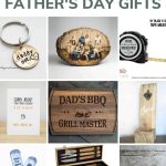 shows 9 different father's day gift ideas with text at the top that says 14 unique father's day gifts