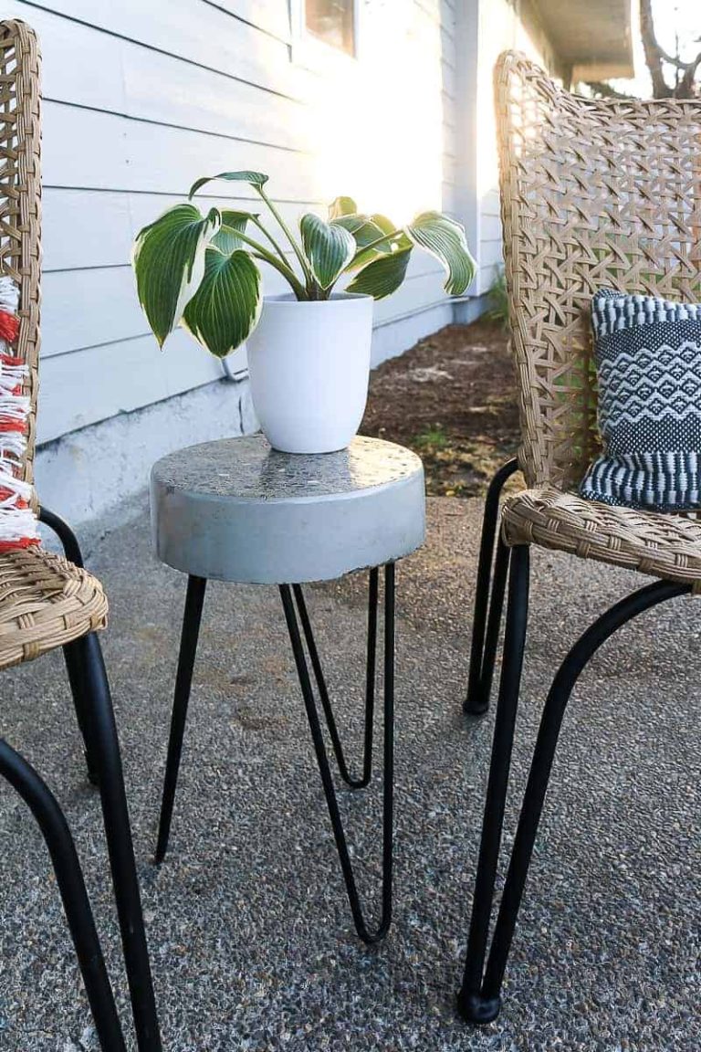 DIY Concrete Side Table For Front Porch