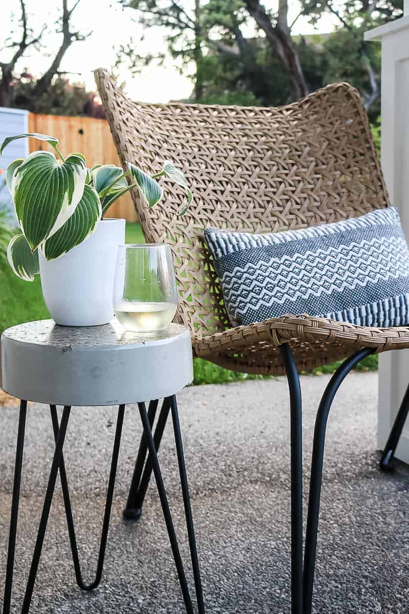 This easy DIY concrete side table is the perfect porch accessory