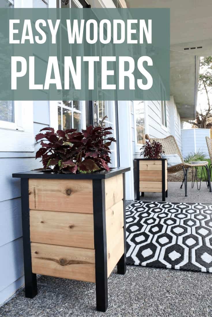 Learn how to make these  easy diy planter boxes for your front porch! The build plans for these planters make two cedar planters with black wood frames and legs.