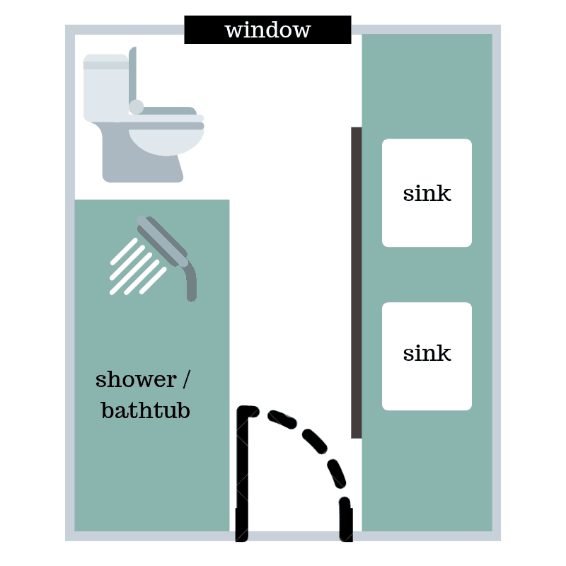 Floor plan of the modern bathroom renovation before renovating 