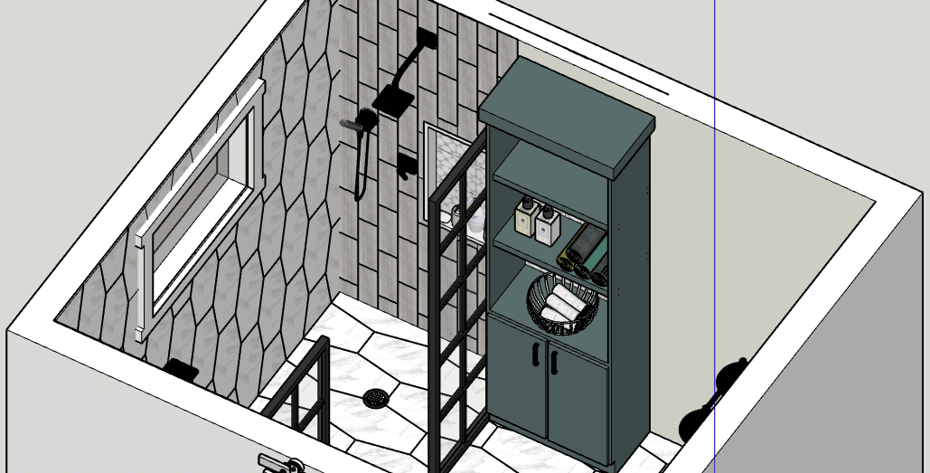 Another version of the 3D modern bathroom floor plan