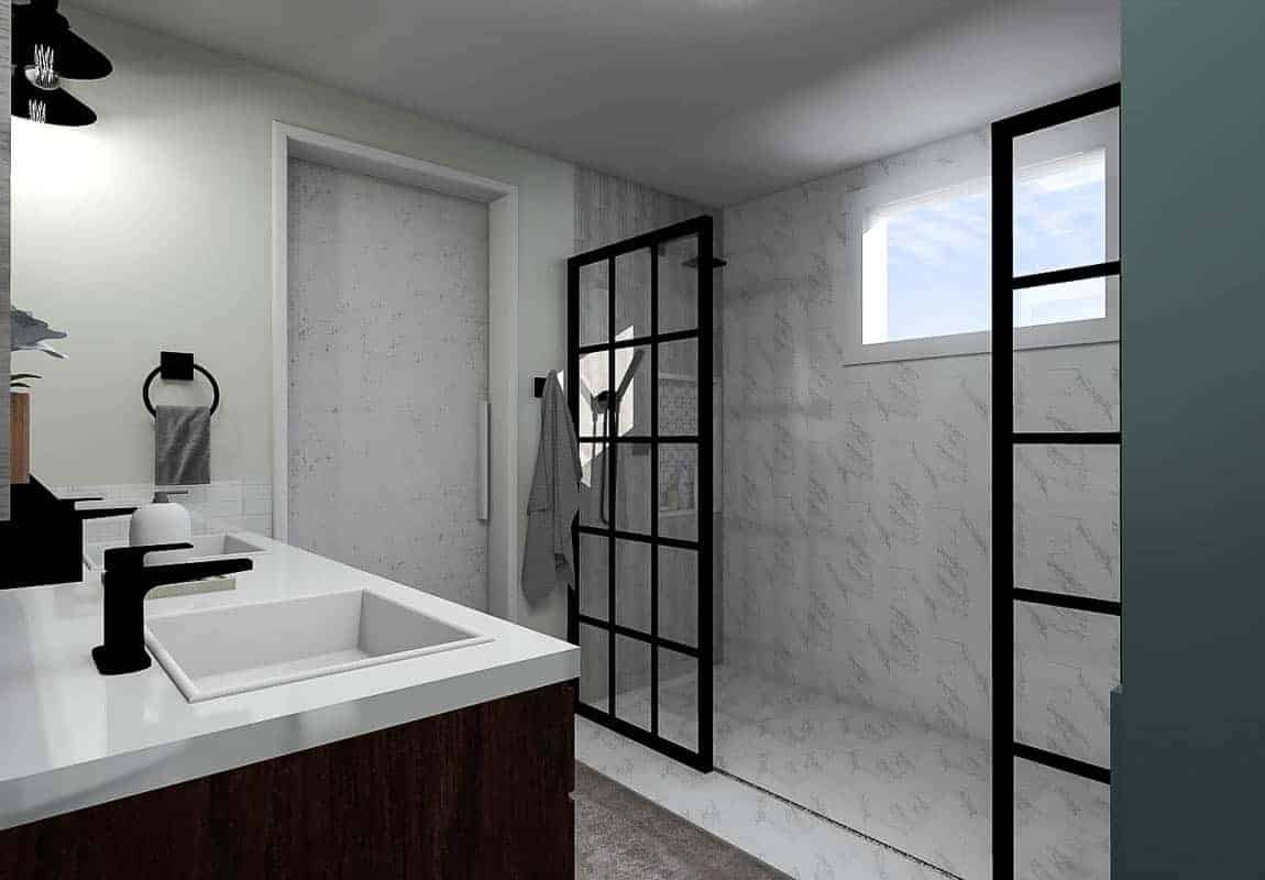 Final render of the modern bathroom design plan