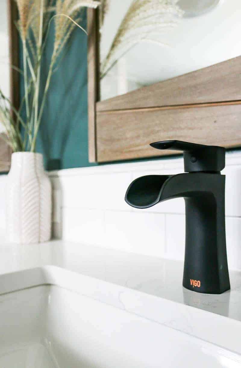 Modern looking waterfall single hole black faucet for the vanity sink in master bathroom - VIGO Industries 