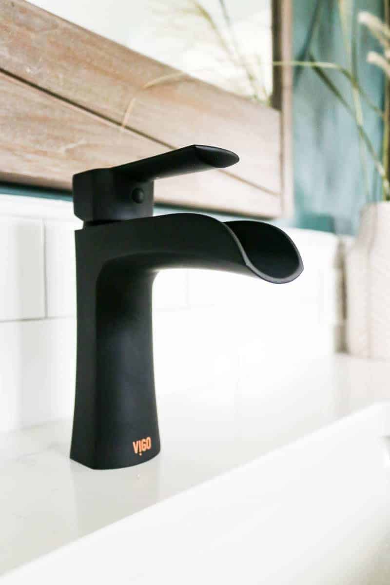 Black Vigo faucet - Paloma Single Hole Bathroom Faucet in modern bathroom design 