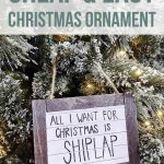 Handmade Christmas Ornament hanging on the Christmas tree with text overlay that says Cheap & Easy Christmas Ornament