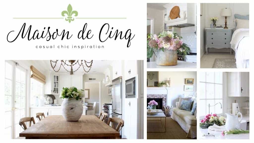 shows various modern farmhouse home decor looks from maison de cinq 