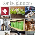 Shows 9 different wood working projects with text at top that says woodworking projects for beginners