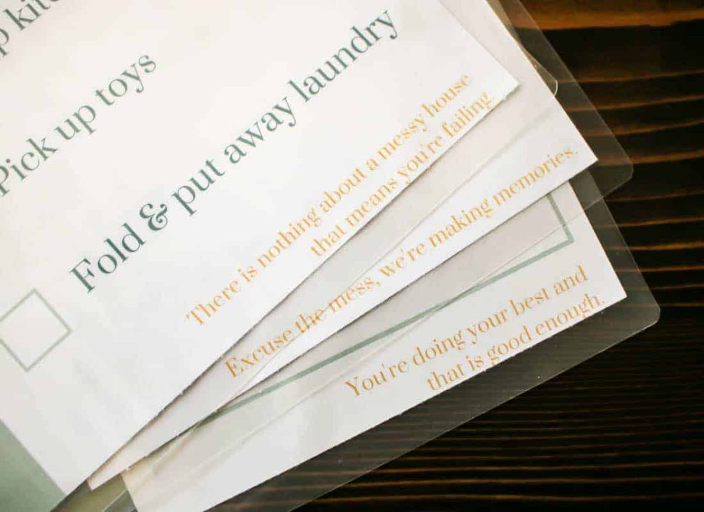 These cleaning schedule printables have encouraging quotes to help you tackle your house cleaning tasks with confidence