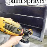 Close up on hand holding a Wagner paint sprayer with the text overlay that says Flexio 3000 Paint Sprayer