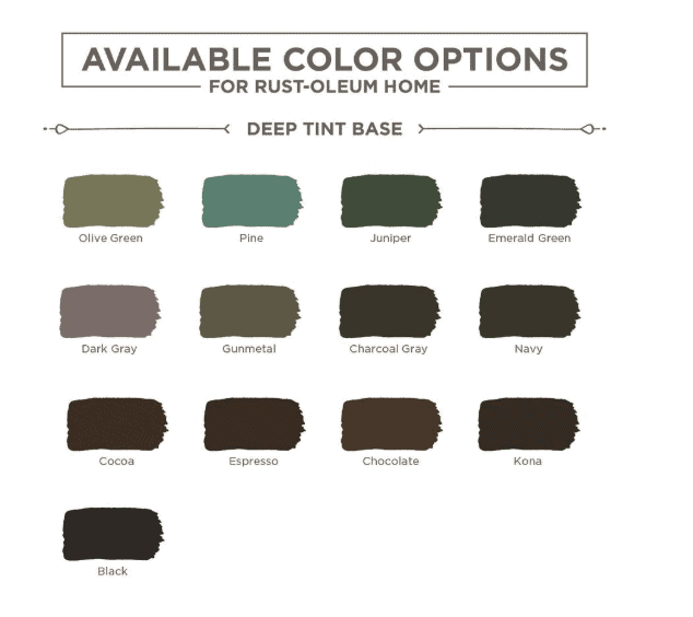 This graphic shows some of the available Rust-Oleum HOME Floor Coating color options to paint tile floors