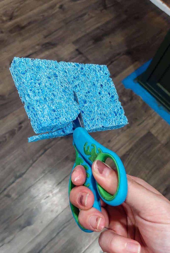 Before starting your sponge painted wall, cut out the stamp pattern using a sponge
