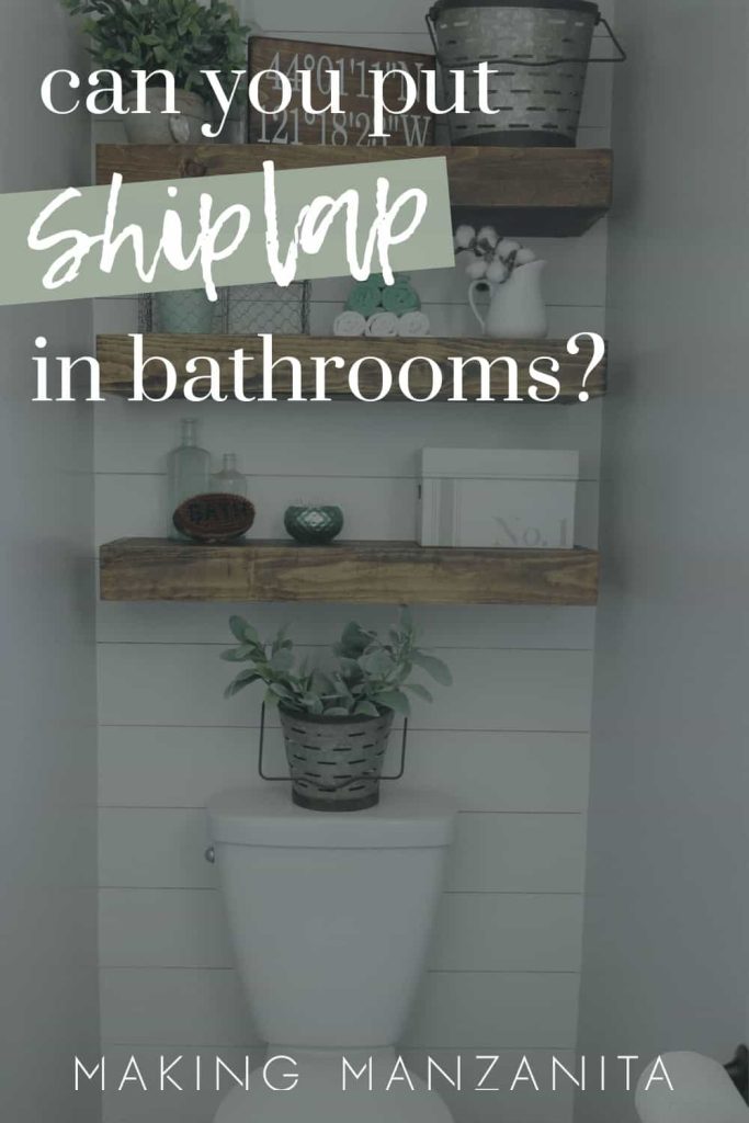 Can you put shiplap in bathrooms? Check out this modern farmhouse style bathroom with - yep, you guessed it - shiplap walls!