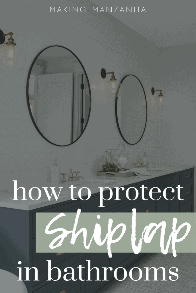 Wondering how to protect shiplap walls in the bathroom? Learn how to install shiplap in the bathroom and protect it from water and moisture damage.