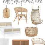 shows a variety of rattan furniture with overlay text that says boho chic rattan furniture