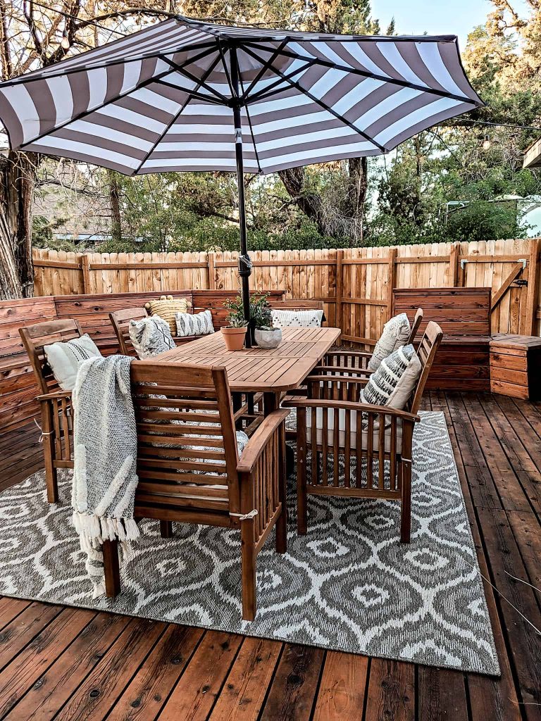 Umbrellas are an easy and budget friendly way to add shade to your deck 