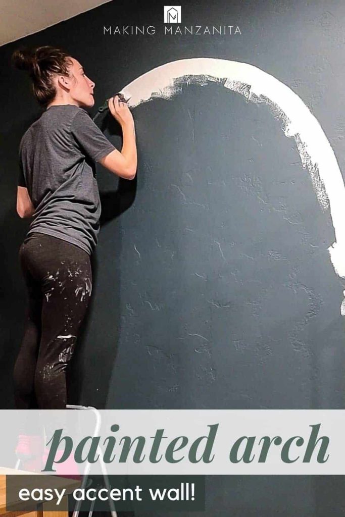 an arch is painted on a wall with overlaid text that says painted arch easy accent wall