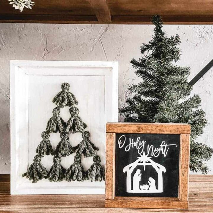 How To Make A DIY Framed Yarn Christmas Tassel Tree