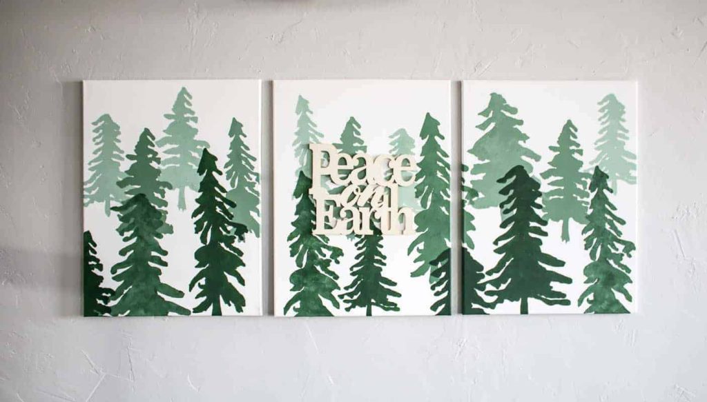 peace on earth ombre Christmas tree canvases on the wall