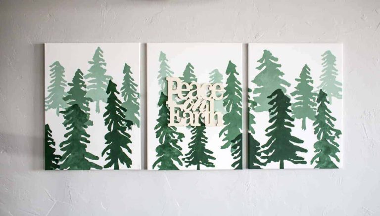 DIY Christmas Wall Decor with Ombre Forest Design