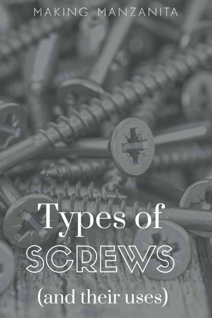 shows a bunch of screws laying on a flat surface with overlay text says types of screws and their uses