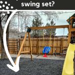 swing set play ground with overlay text that says what should we put under our swing set?