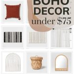 grid of home decor things with text overlay that says modern boho decor under $75