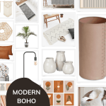 grid of home decor items with text overlay that says modern boho decor from amazon