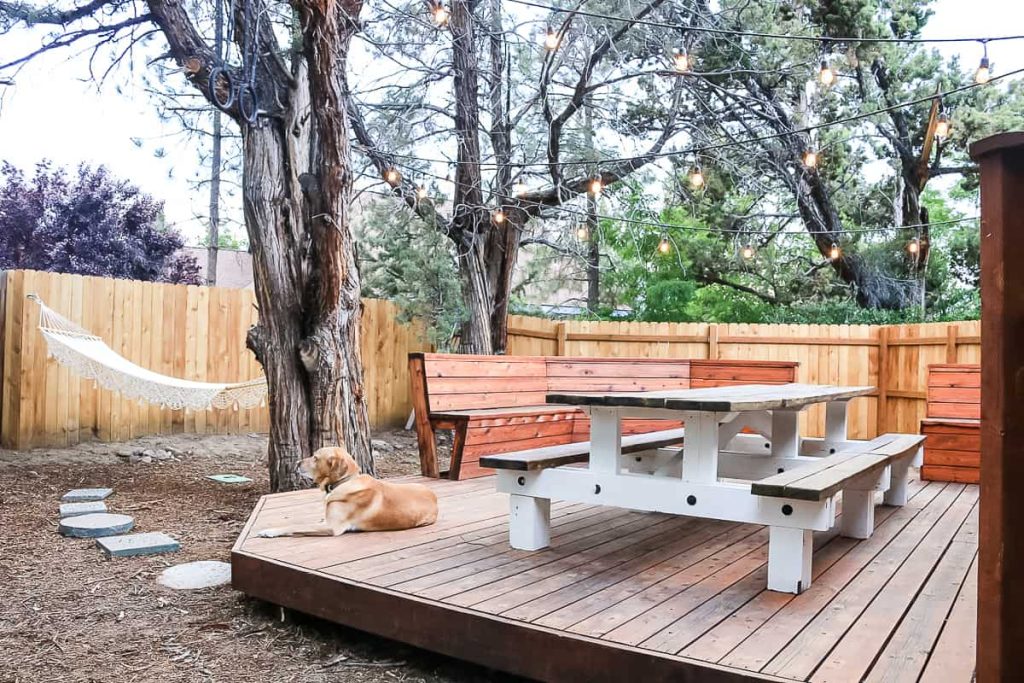 wooden fence behind deck