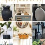six grid of crafts with spray paint with text overlay that says 27+ crafts with spray paint to try
