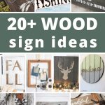Collage of different wood sign projects with text overlay that says 20+ DIY wood sign ideas