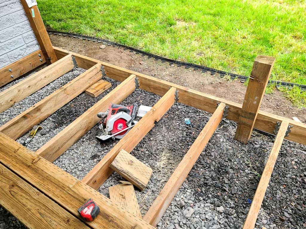 Wood attached forming a deck frame