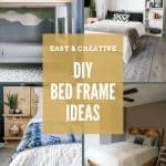 Collage of different bed frames with text overlay that says DIY bed frame ideas