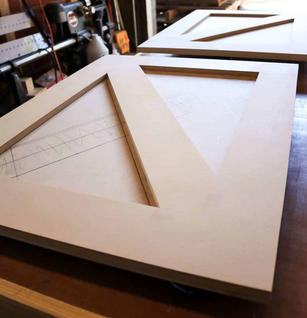Assembled MDF wood for wood cabinet doors with a farmhouse cross design