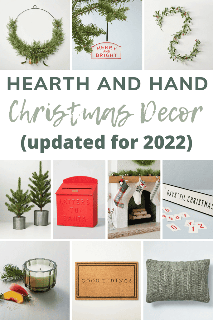 Collage of Christmas decor with text overlay that says Hearth and Hand Christmas Decor updated for 2022