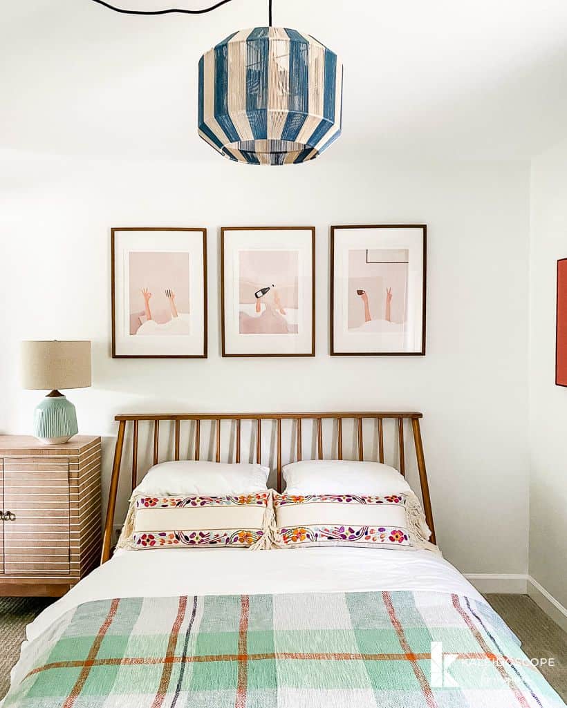 white guest bedroom design with Falling Snow by Behr paint