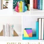 Collage of different DIY bookend ideas with text overlay that says DIY Bookends - 9 creative ideas