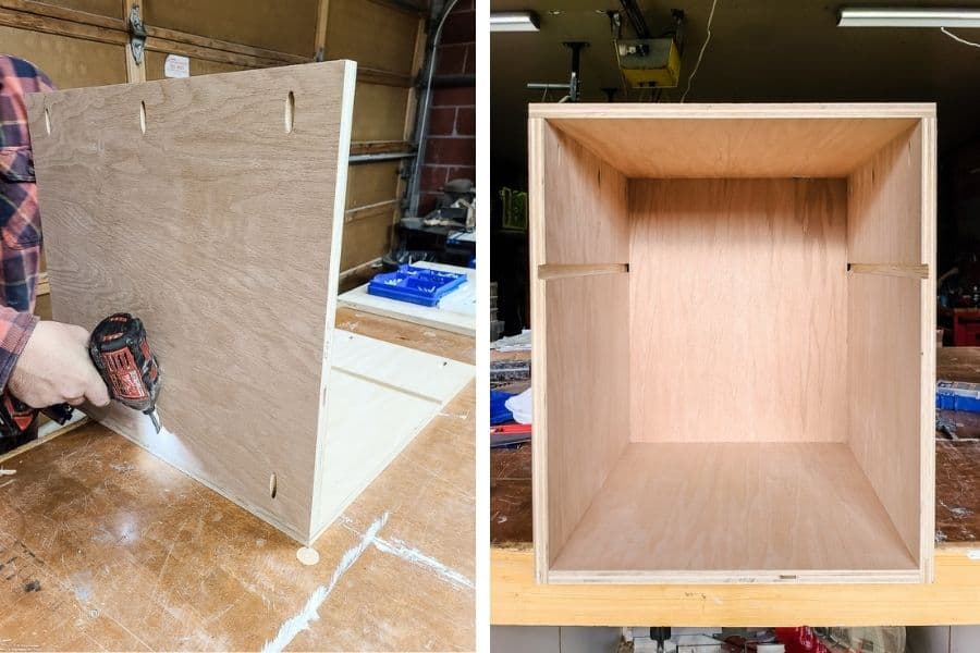 Afterwards, include a photo demonstrating the assembly of the nightstand's outer frame.