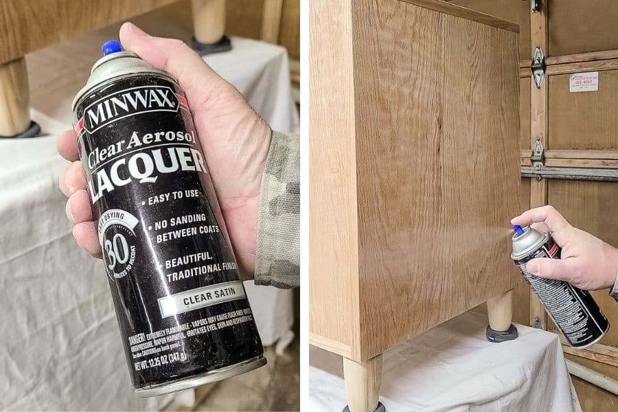 The next step involves sealing or painting the bedside table for a polished finish.